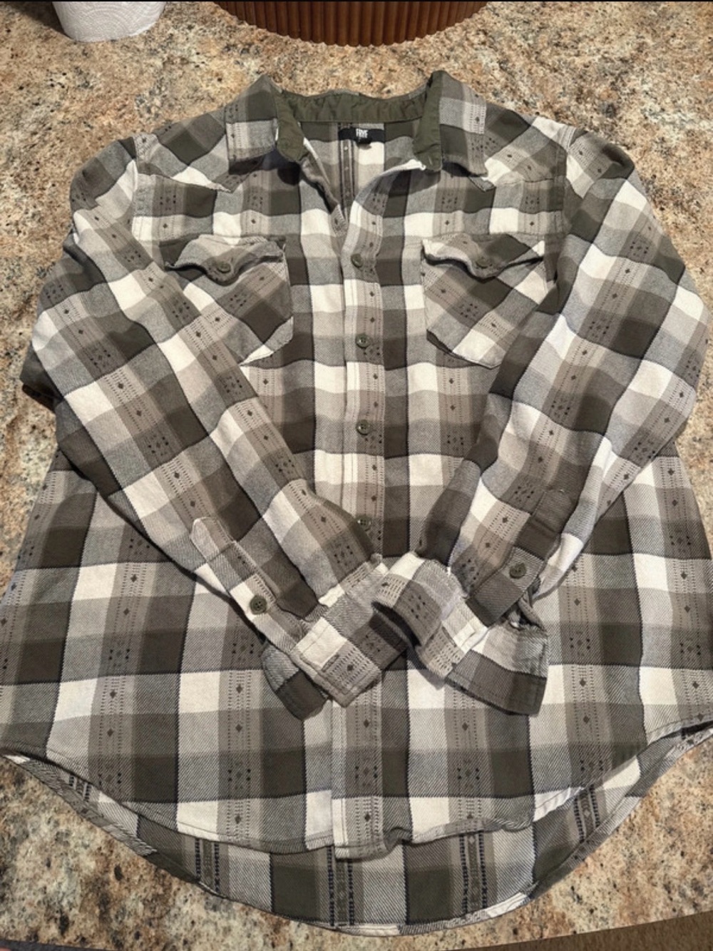 Men's Frye Olive and White Plaid Flannel